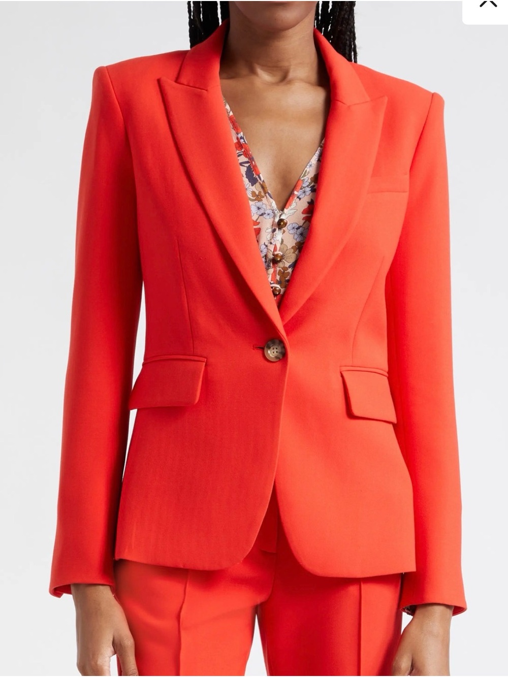 Veronica Beard Orange-Red Single-Button Blazer
